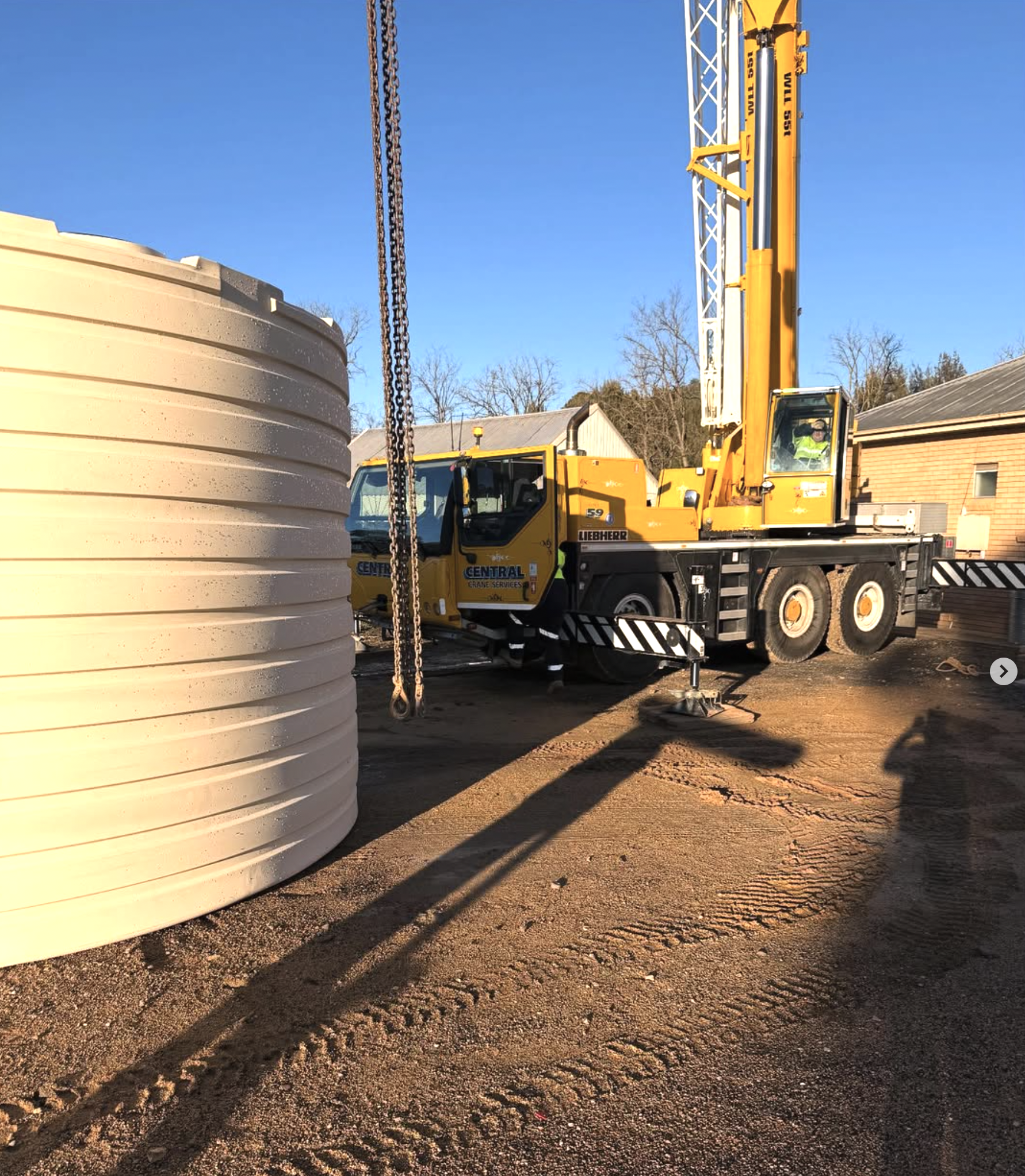 Large water tank installation